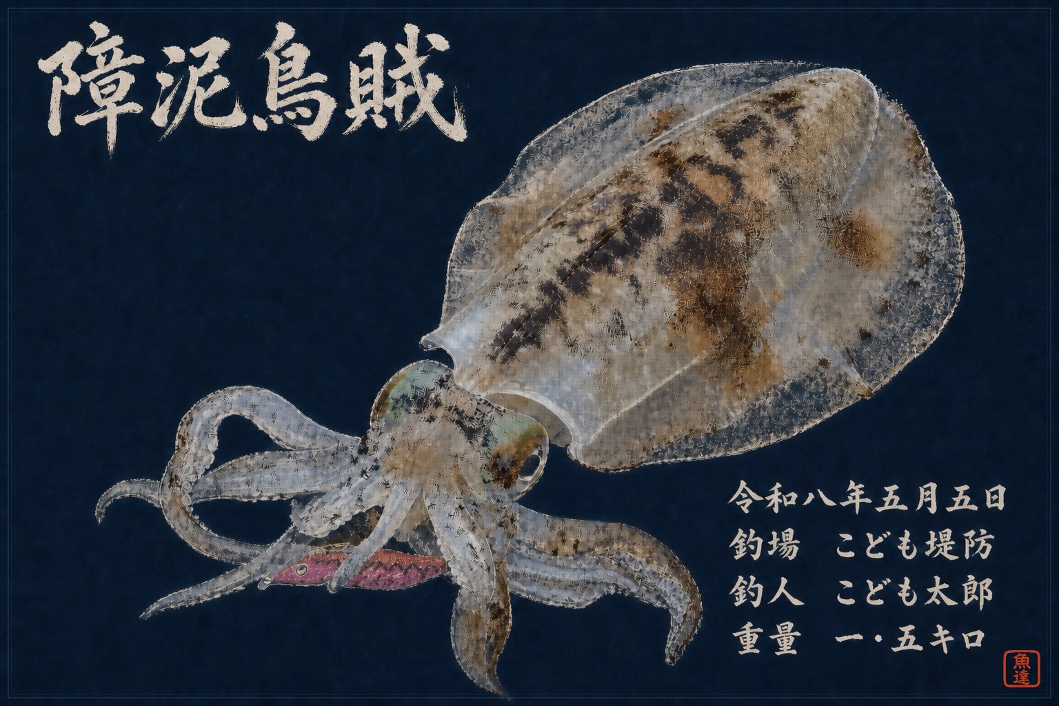 彩拓スタイルの魚拓サンプル